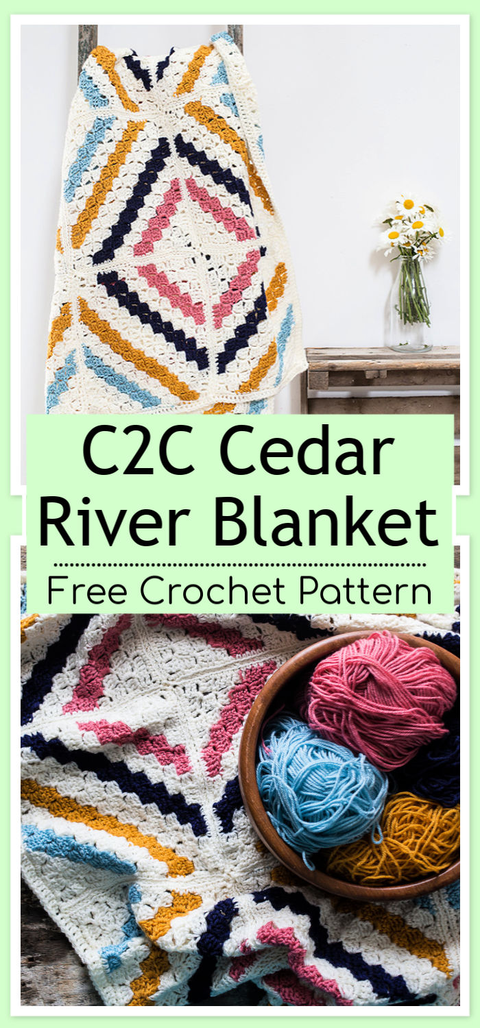 C2C Crochet Cedar River Blanket Free Pattern