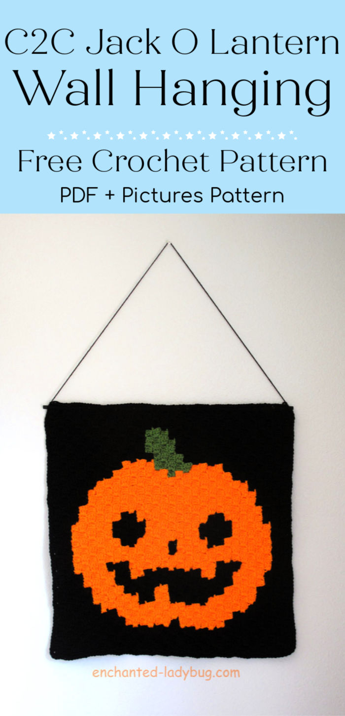 C2C Crochet Jack O Lantern Wall Hanging Free Pattern